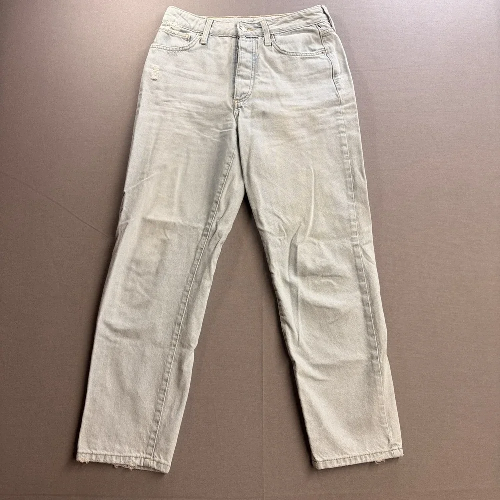 Forever 21 Premium Women's Light Wash Denim Straight Jeans Slim High Rise
